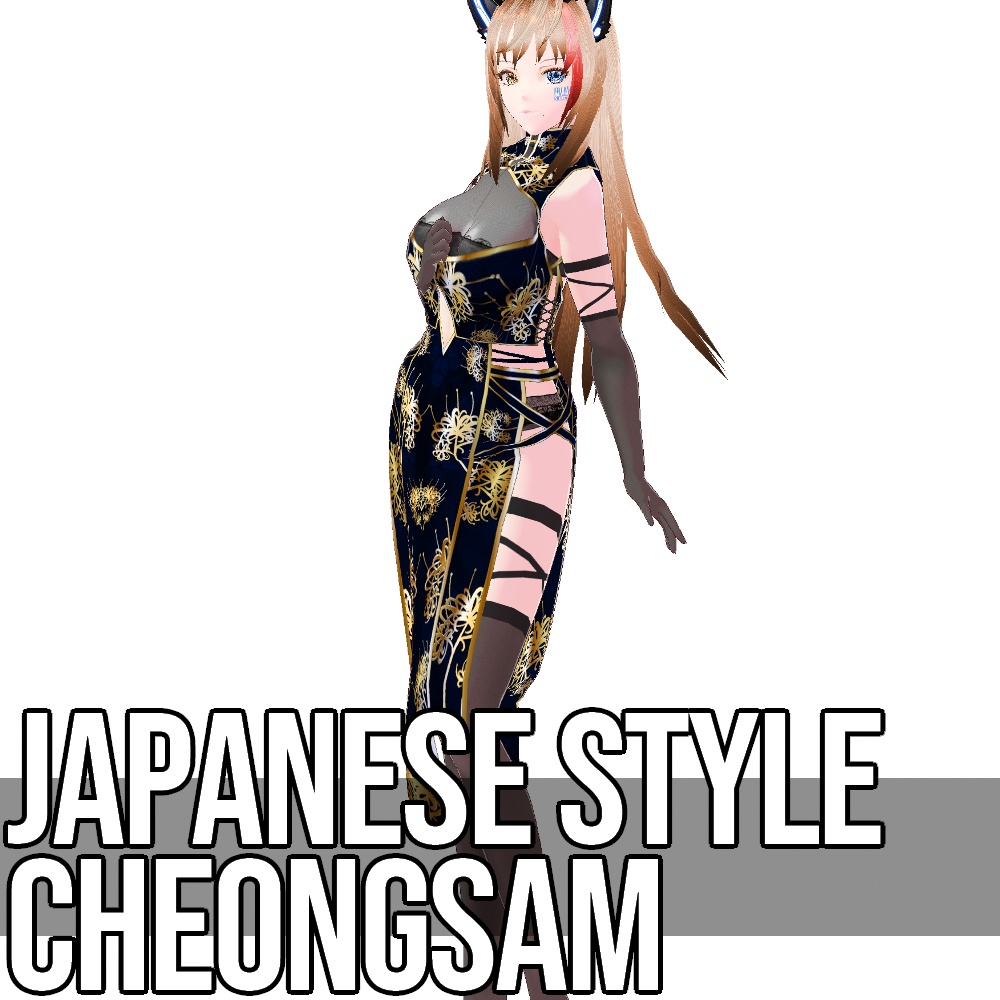 VRoid用 4色展開 和柄和色チャイナドレス - Japanese Style Cheongsam 4Colors
