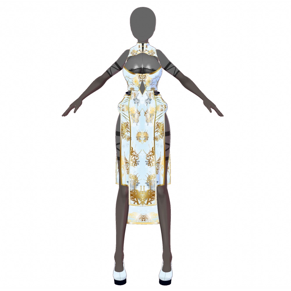 VRoid用 4色展開 和柄和色チャイナドレス - Japanese Style Cheongsam 4Colors