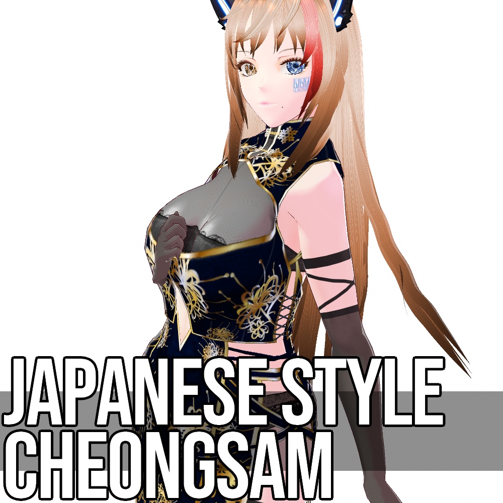 VRoid用 4色展開 和柄和色チャイナドレス - Japanese Style Cheongsam 4Colors