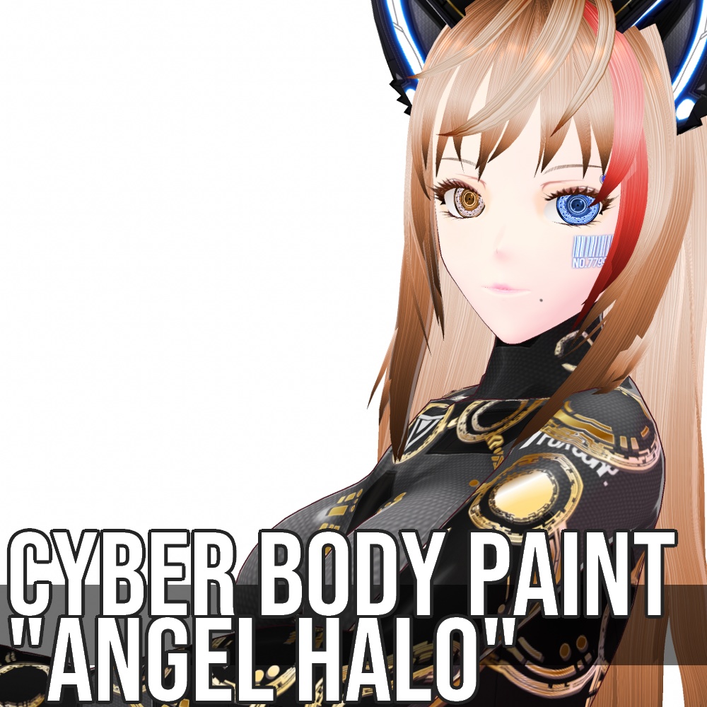 VRoid用 6色展開 サイバーデザイン ボディペイント "エンジェルヘイロー" - Cyber Body Paint "Angel Halo"
