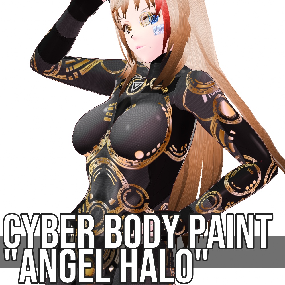 VRoid用 6色展開 サイバーデザイン ボディペイント "エンジェルヘイロー" - Cyber Body Paint "Angel Halo"