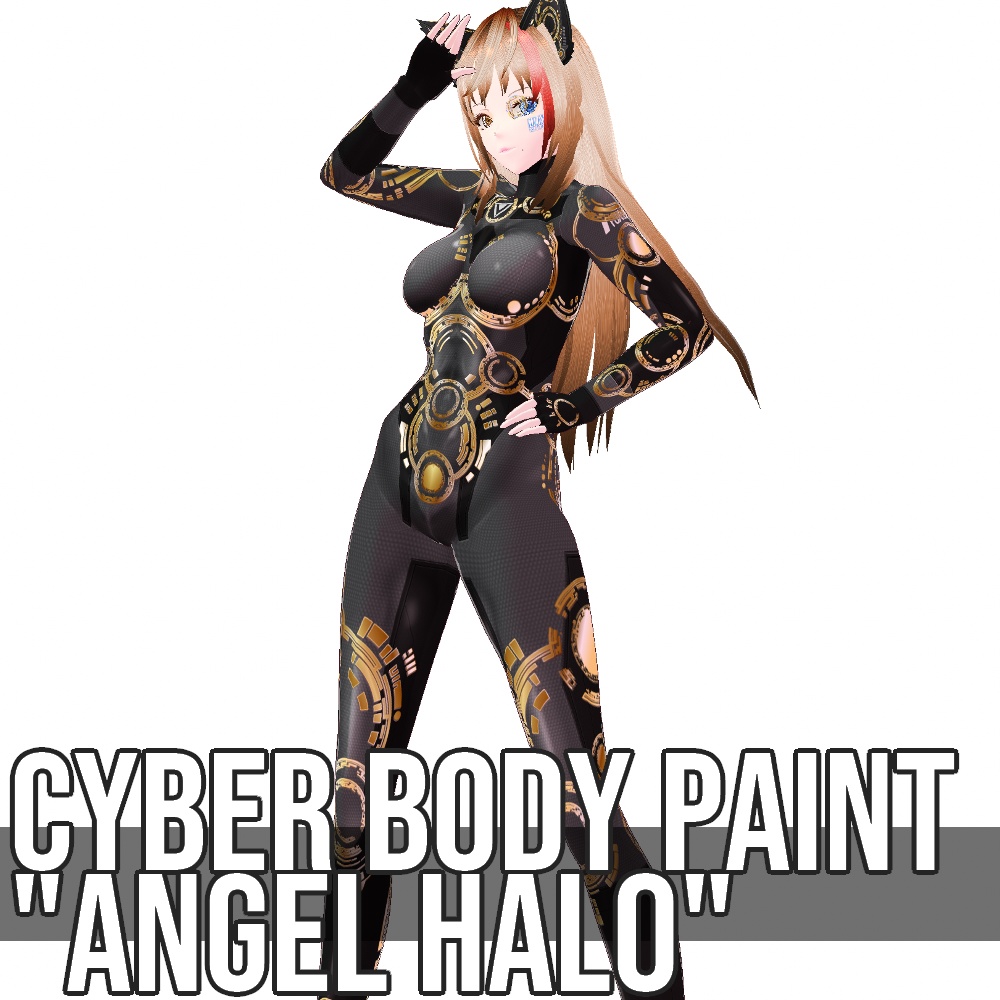 VRoid用 6色展開 サイバーデザイン ボディペイント "エンジェルヘイロー" - Cyber Body Paint "Angel Halo"