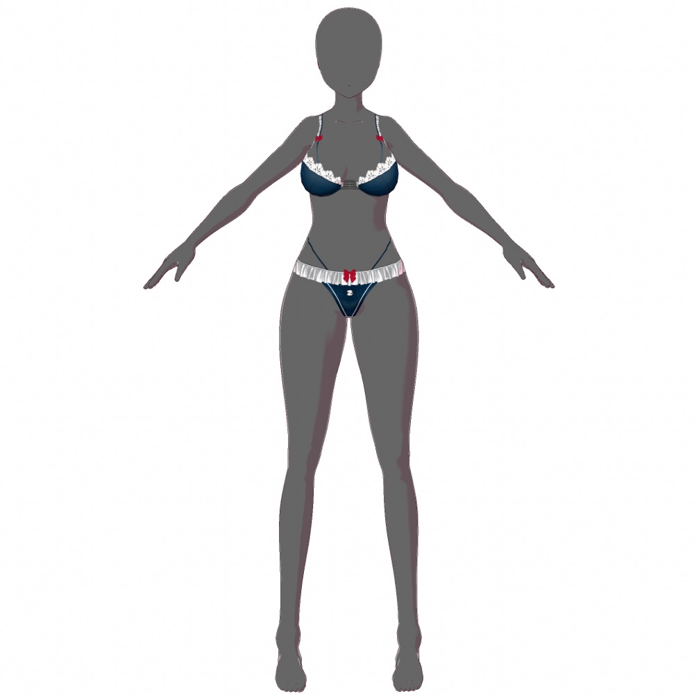 VRoid用 6色展開 和色メイドランジェリー - Japanese Color Maid Lingerie