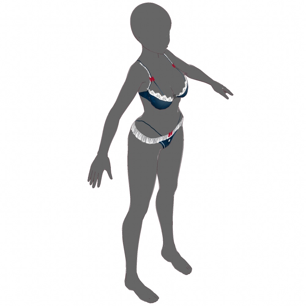 VRoid用 6色展開 和色メイドランジェリー - Japanese Color Maid Lingerie