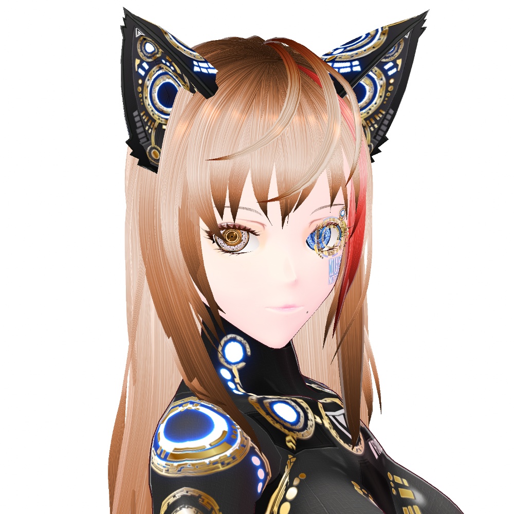 VRoid用 6色*4発光展開 サイバー猫耳 デザイン2 - Cyber Cat Ear Design2