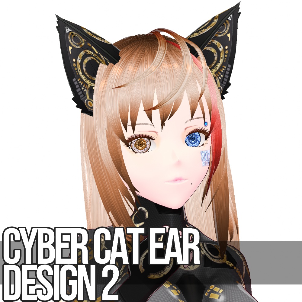 VRoid用 6色*4発光展開 サイバー猫耳 デザイン2 - Cyber Cat Ear Design2