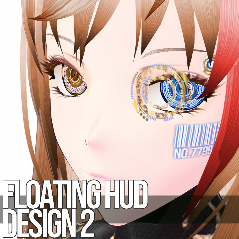 VRoid用 6色展開 サイバーフローティングHUD デザイン2 - Cyber Floating HUD Design2