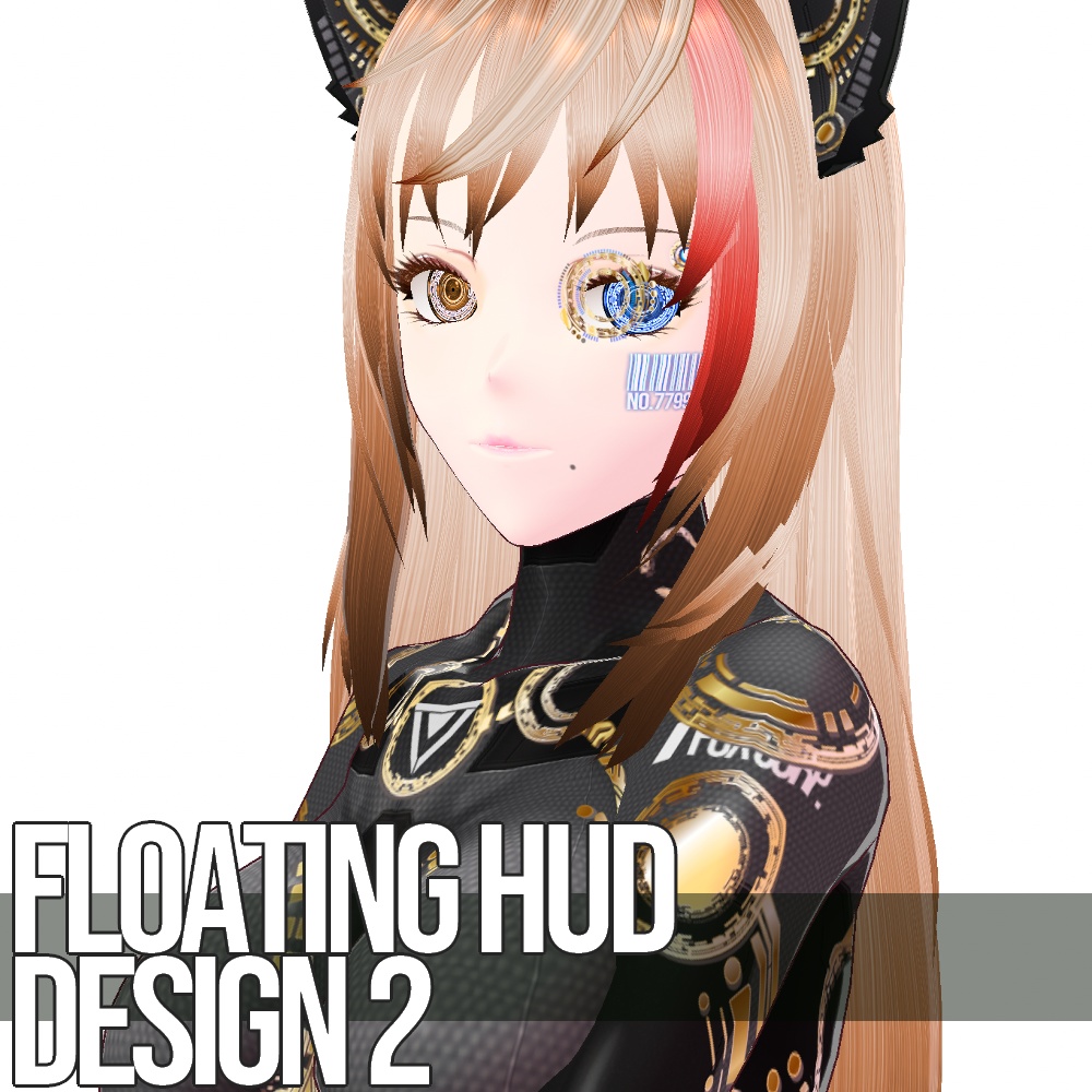 VRoid用 6色展開 サイバーフローティングHUD デザイン2 - Cyber Floating HUD Design2