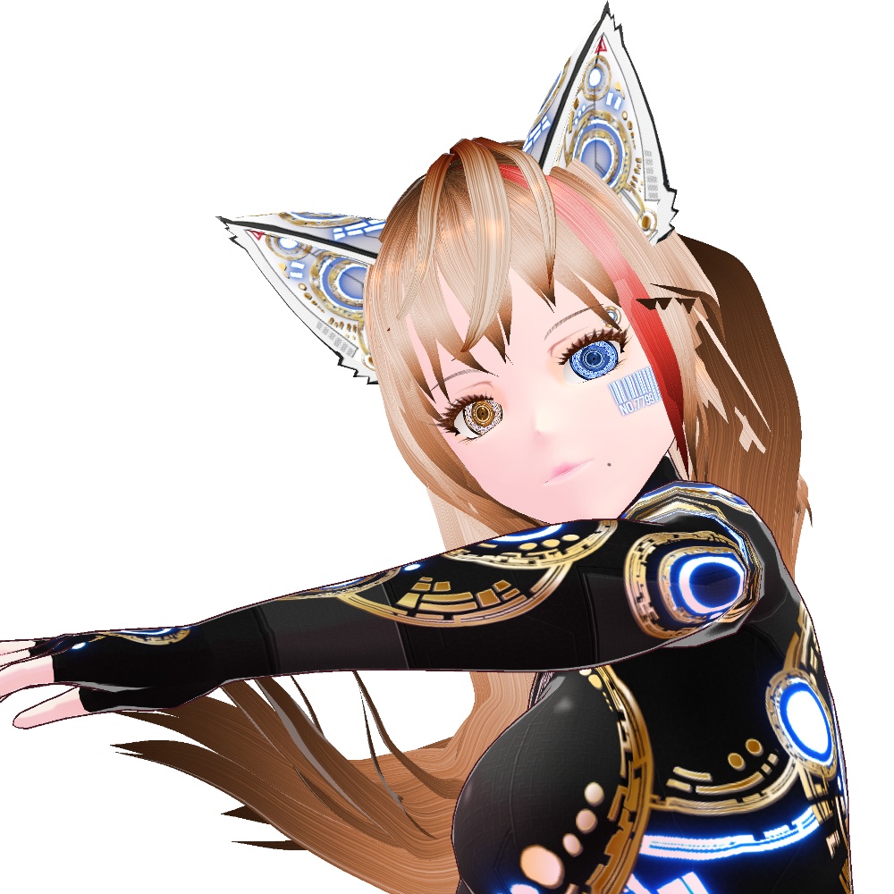 VRoid用 6色*4発光展開 サイバー猫耳 デザイン2 ホワイトバージョン - Cyber Cat Ear Design2 White Version