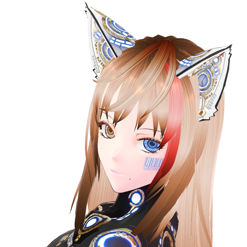VRoid用 6色*4発光展開 サイバー猫耳 デザイン2 ホワイトバージョン - Cyber Cat Ear Design2 White Version