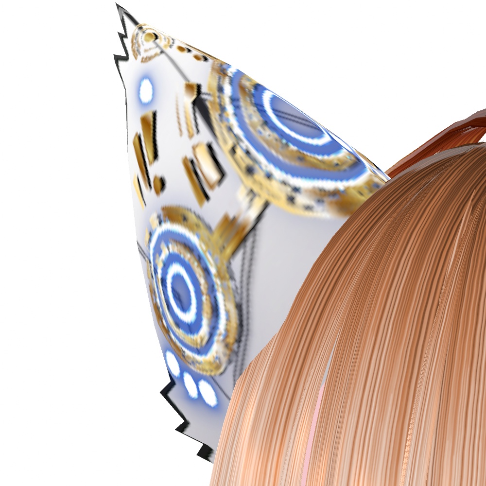 VRoid用 6色*4発光展開 サイバー猫耳 デザイン2 ホワイトバージョン - Cyber Cat Ear Design2 White Version