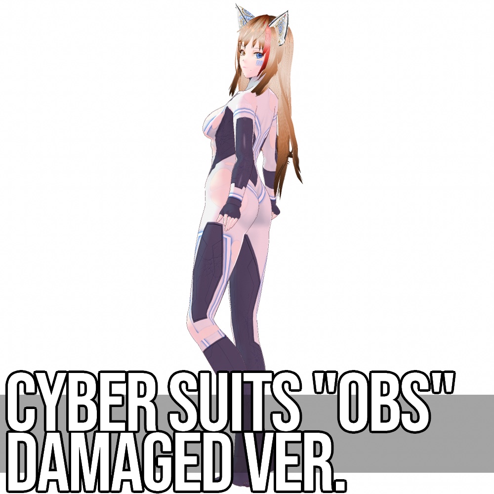 VRoid用 4色展開 サイバースーツ "OBS" ダメージバージョン - Cyber Suits "OBS" Damaged 4Colors
