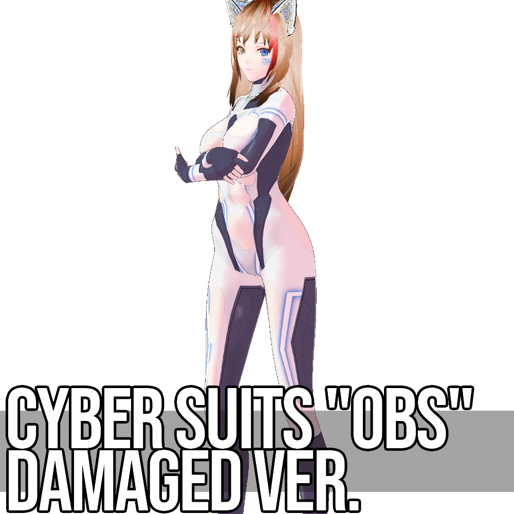 VRoid用 4色展開 サイバースーツ "OBS" ダメージバージョン - Cyber Suits "OBS" Damaged 4Colors