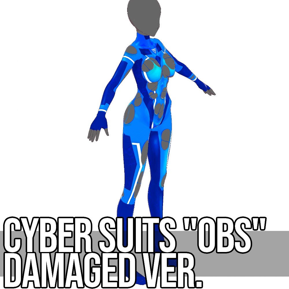 VRoid用 4色展開 サイバースーツ "OBS" ダメージバージョン - Cyber Suits "OBS" Damaged 4Colors