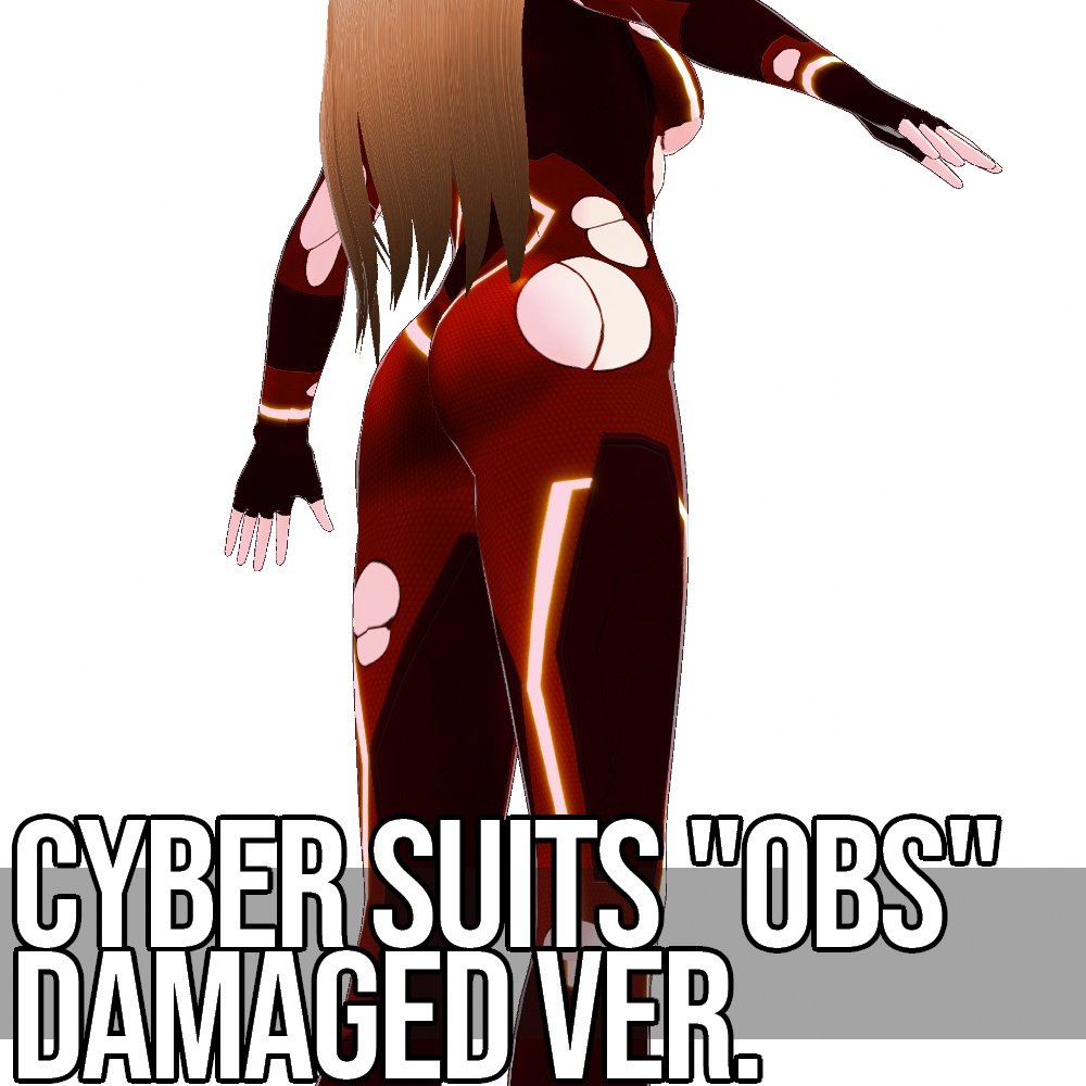 VRoid用 4色展開 サイバースーツ "OBS" ダメージバージョン - Cyber Suits "OBS" Damaged 4Colors