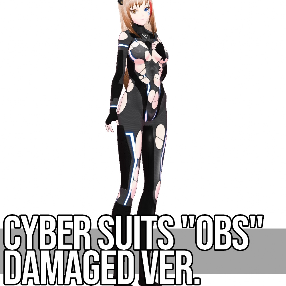 VRoid用 4色展開 サイバースーツ "OBS" ダメージバージョン - Cyber Suits "OBS" Damaged 4Colors