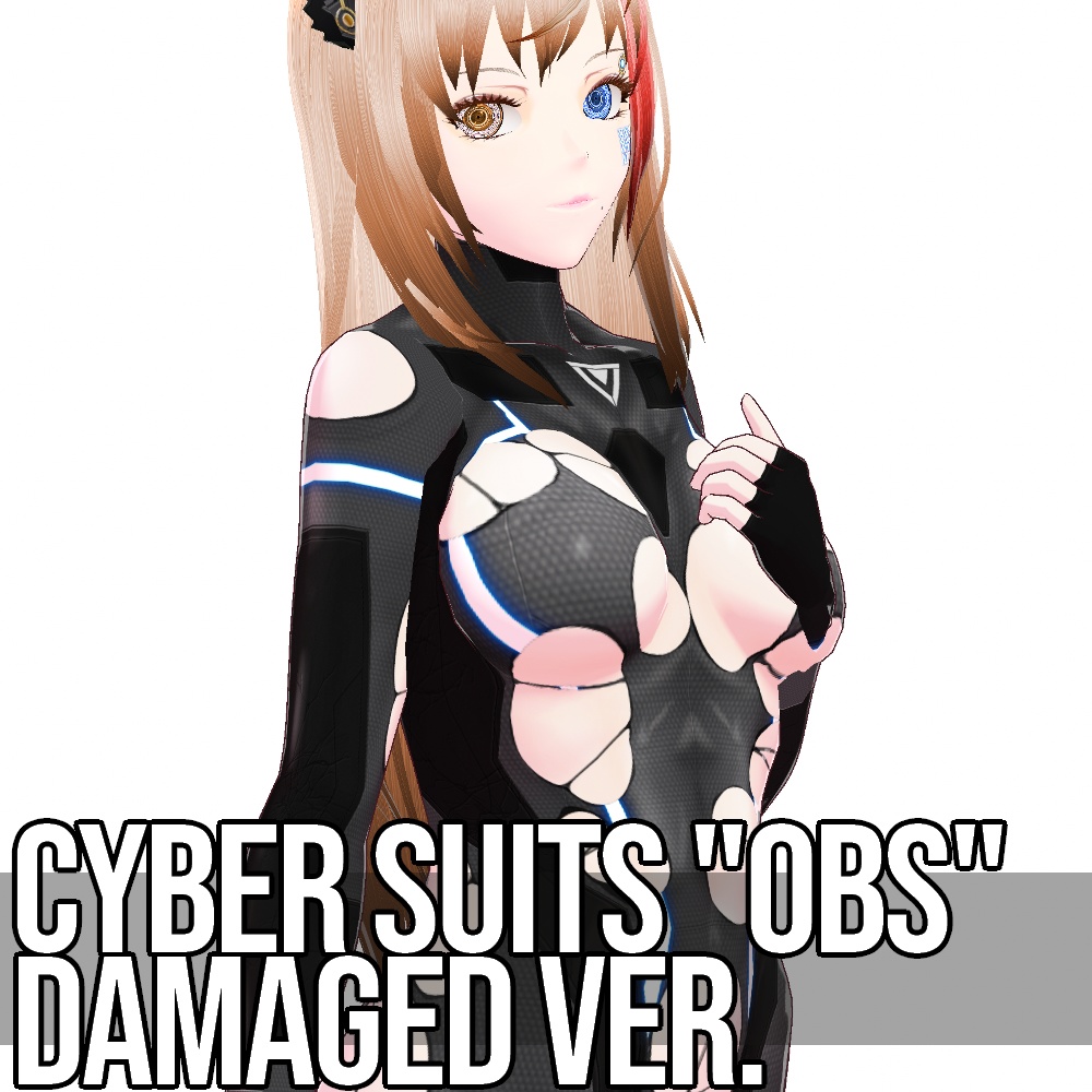 VRoid用 4色展開 サイバースーツ "OBS" ダメージバージョン - Cyber Suits "OBS" Damaged 4Colors