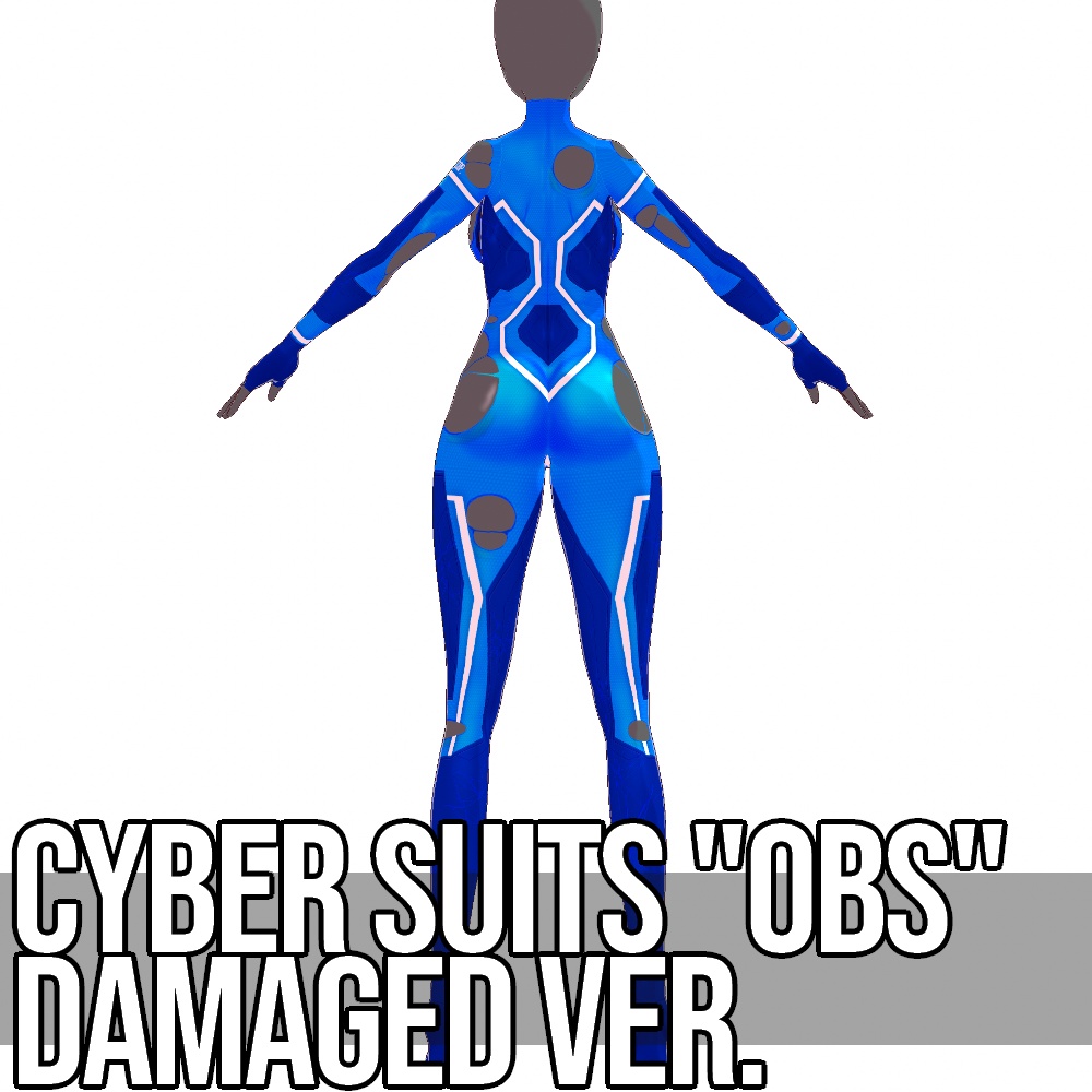 VRoid用 4色展開 サイバースーツ "OBS" ダメージバージョン - Cyber Suits "OBS" Damaged 4Colors