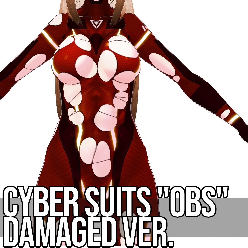 VRoid用 4色展開 サイバースーツ "OBS" ダメージバージョン - Cyber Suits "OBS" Damaged 4Colors