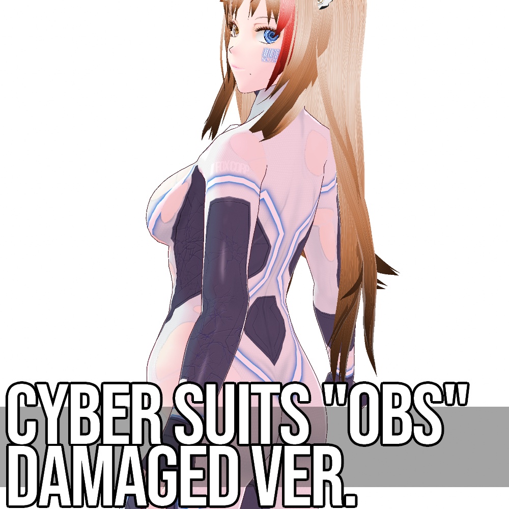 VRoid用 4色展開 サイバースーツ "OBS" ダメージバージョン - Cyber Suits "OBS" Damaged 4Colors