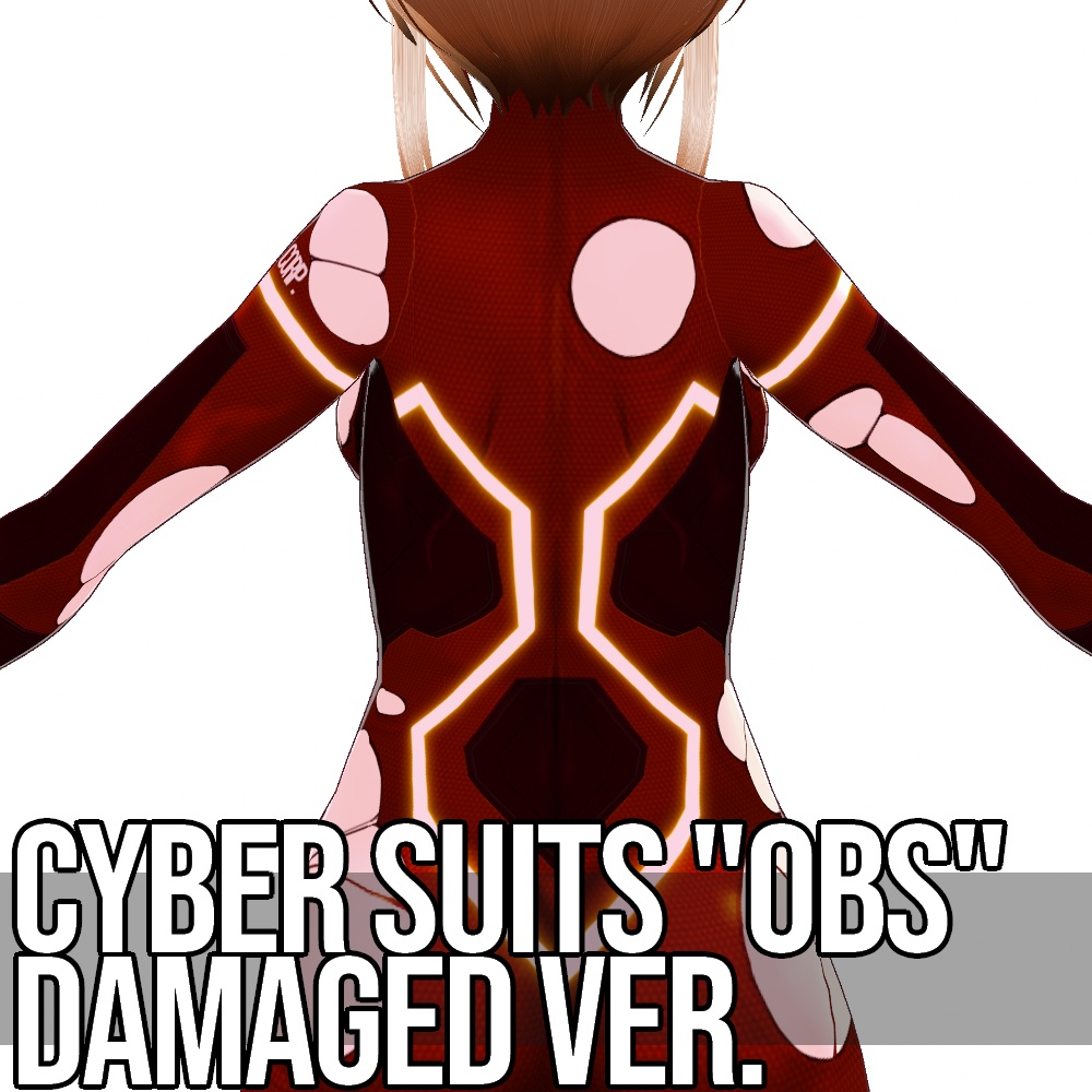 VRoid用 4色展開 サイバースーツ "OBS" ダメージバージョン - Cyber Suits "OBS" Damaged 4Colors