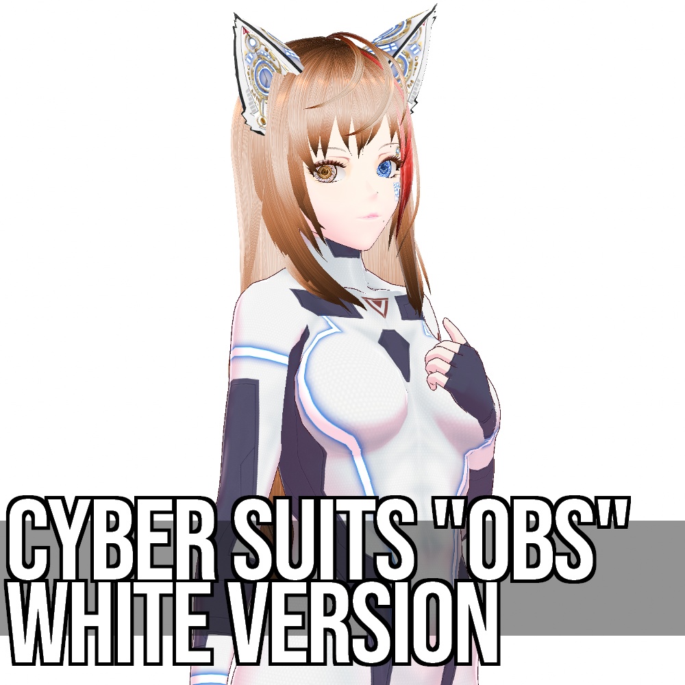 VRoid用 2種類収録 サイバースーツ "OBS" ホワイトバージョン - Cyber Suits "OBS" White Version