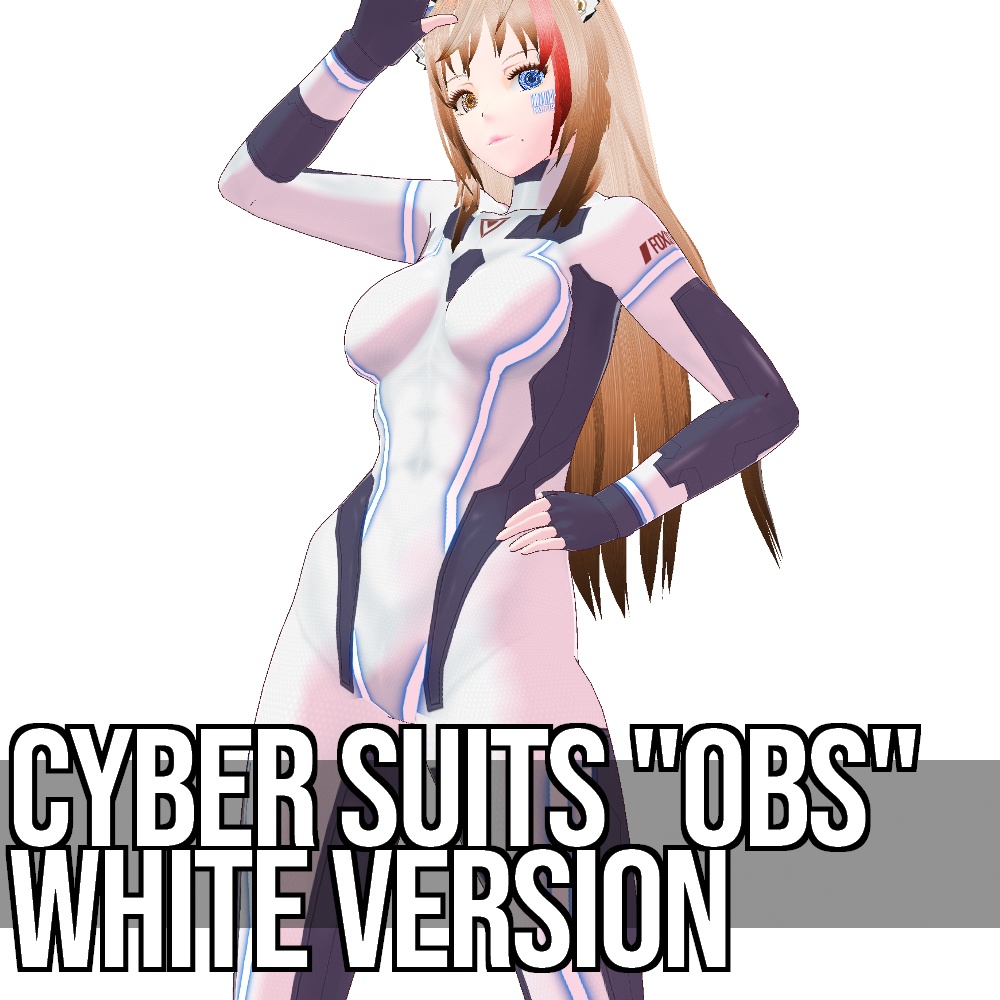 VRoid用 2種類収録 サイバースーツ "OBS" ホワイトバージョン - Cyber Suits "OBS" White Version