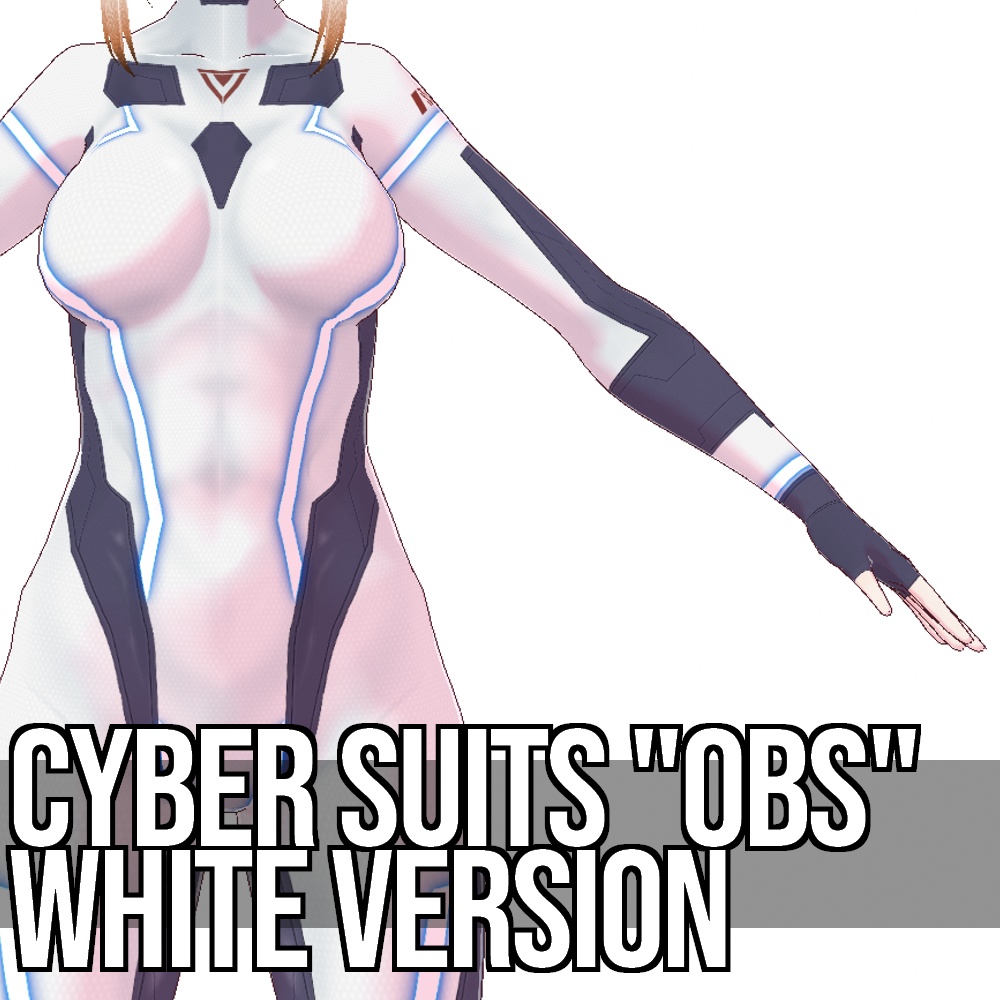 VRoid用 2種類収録 サイバースーツ "OBS" ホワイトバージョン - Cyber Suits "OBS" White Version