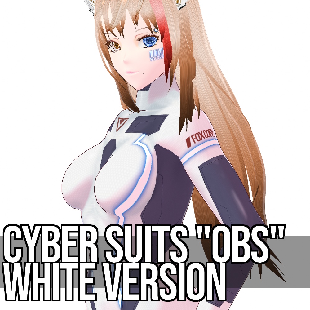 VRoid用 2種類収録 サイバースーツ "OBS" ホワイトバージョン - Cyber Suits "OBS" White Version