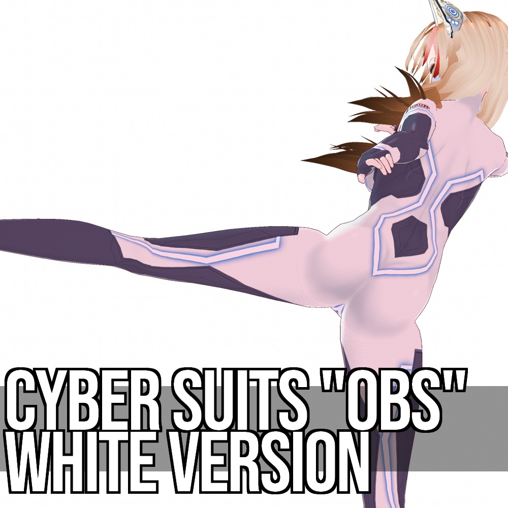 VRoid用 2種類収録 サイバースーツ "OBS" ホワイトバージョン - Cyber Suits "OBS" White Version