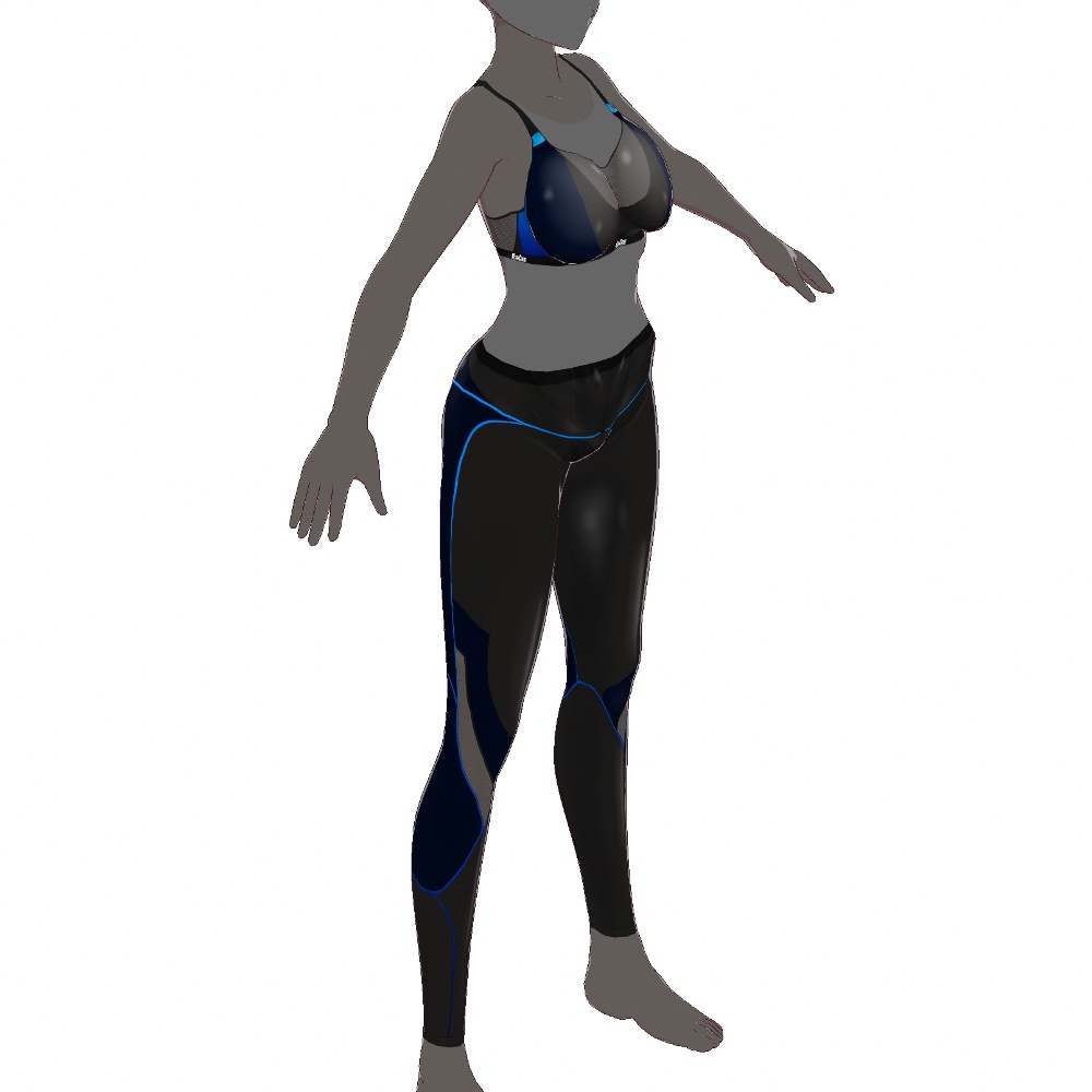 VRoid用 4色展開 スポブラ&着圧タイツ、日焼け肌セット - Sports Bra & Compression Leggings 4Colors