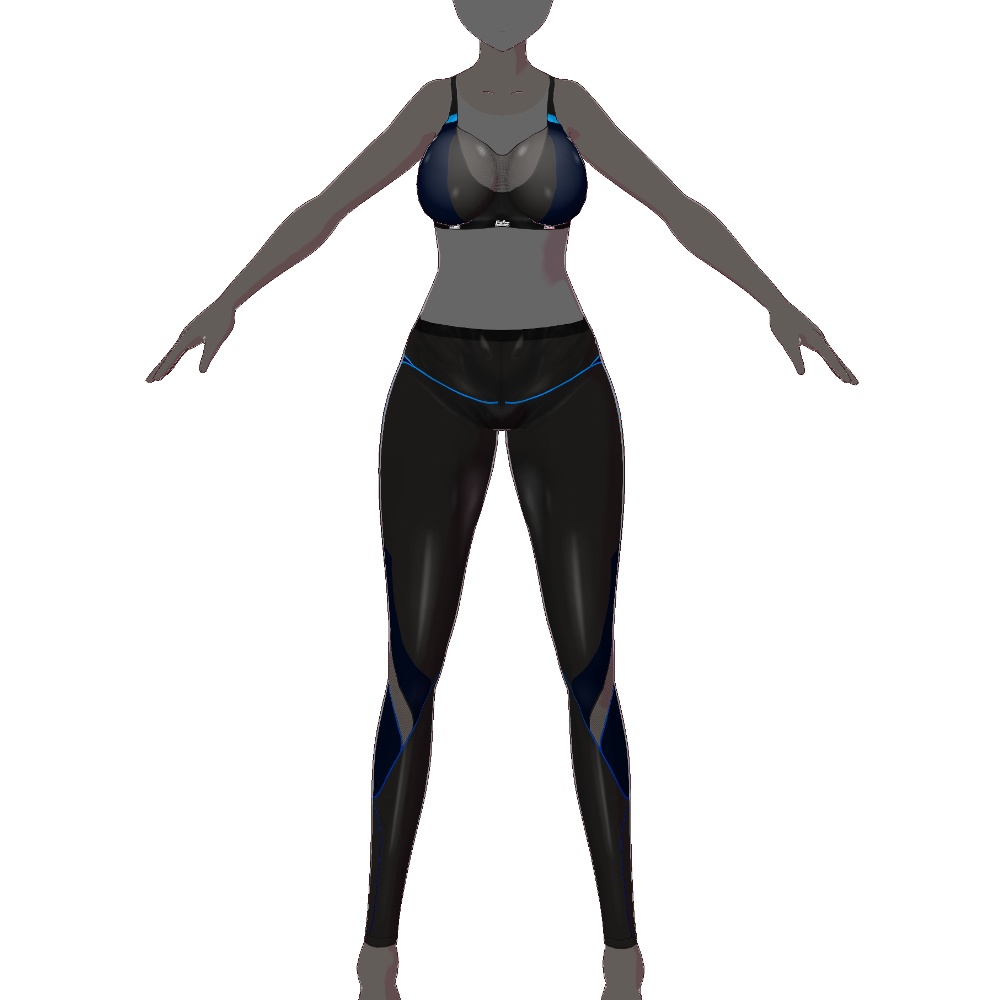 VRoid用 4色展開 スポブラ&着圧タイツ、日焼け肌セット - Sports Bra & Compression Leggings 4Colors