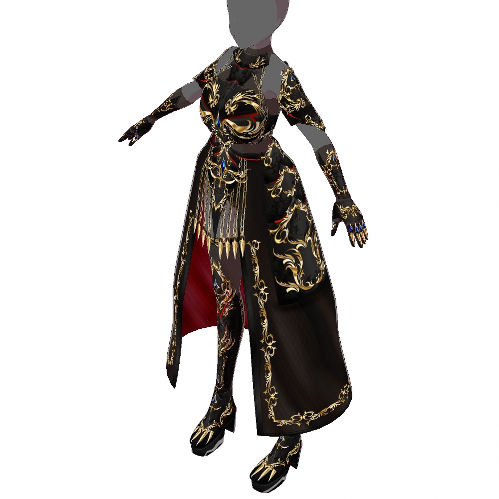 VRoid用 ドレスアーマー 龍姫 - Dress Armor "Black Dragoon"