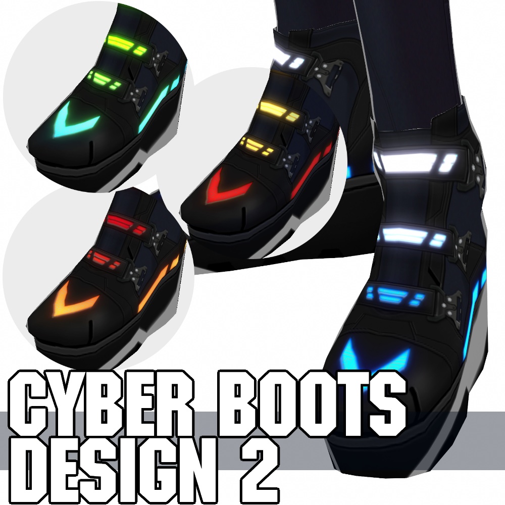 VRoid用 4色展開 サイバーブーツ2 - Cyber Boots Design2 4Colors