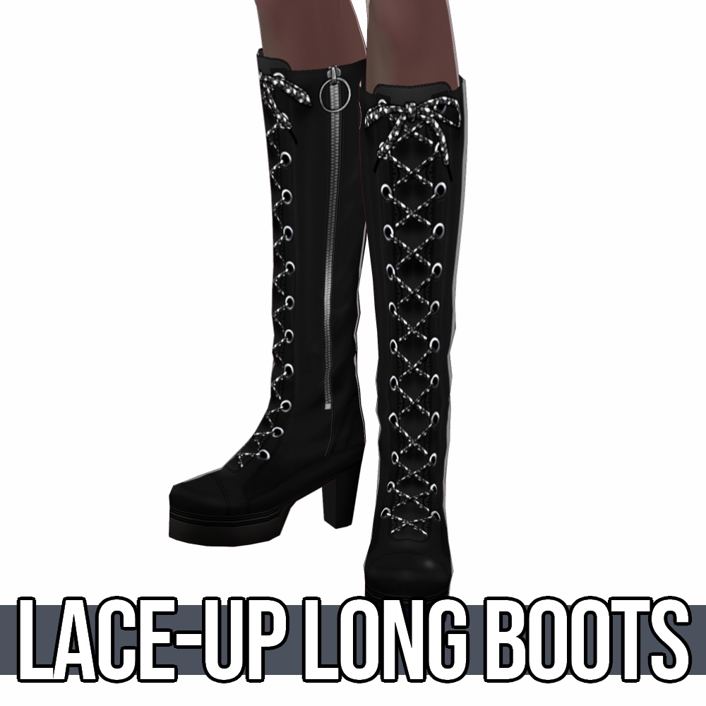 VRoid用 5色展開 編み上げロングブーツ - Lace-Up Long Boots 5Colors