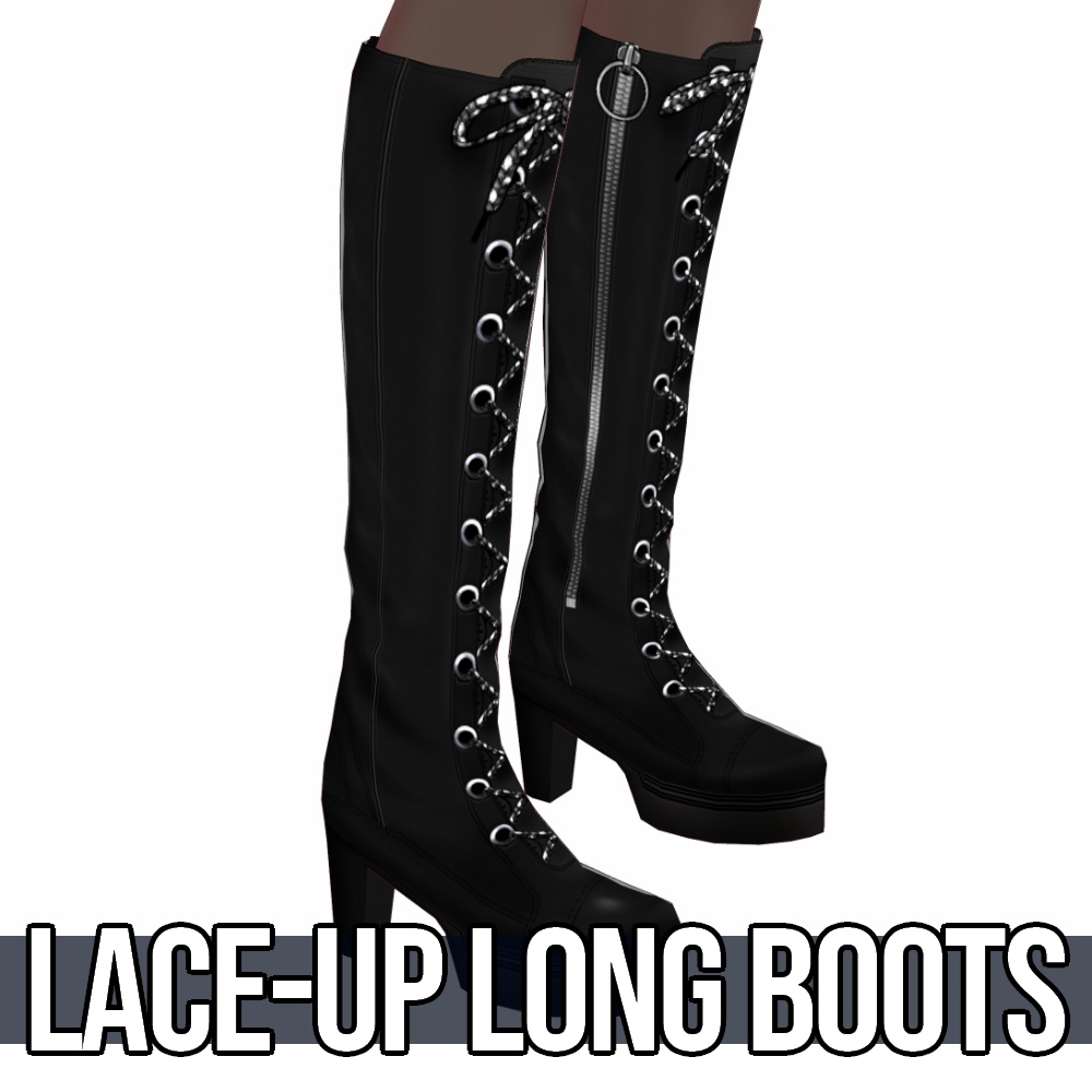 VRoid用 5色展開 編み上げロングブーツ - Lace-Up Long Boots 5Colors