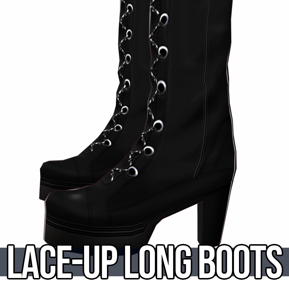 VRoid用 5色展開 編み上げロングブーツ - Lace-Up Long Boots 5Colors