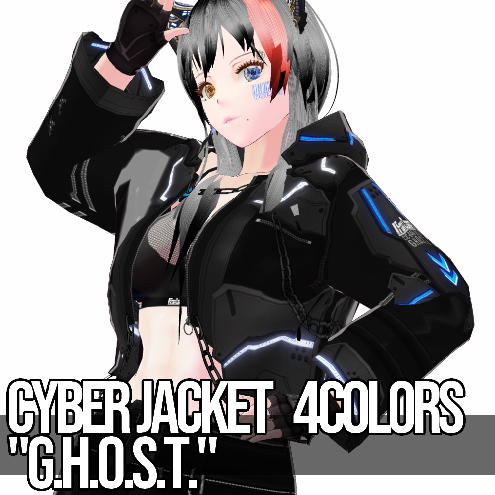 VRoid用 4色展開 サイバージャケット "G.H.O.S.T." - Cyber Jacket "G.H.O.S.T." 4Colors
