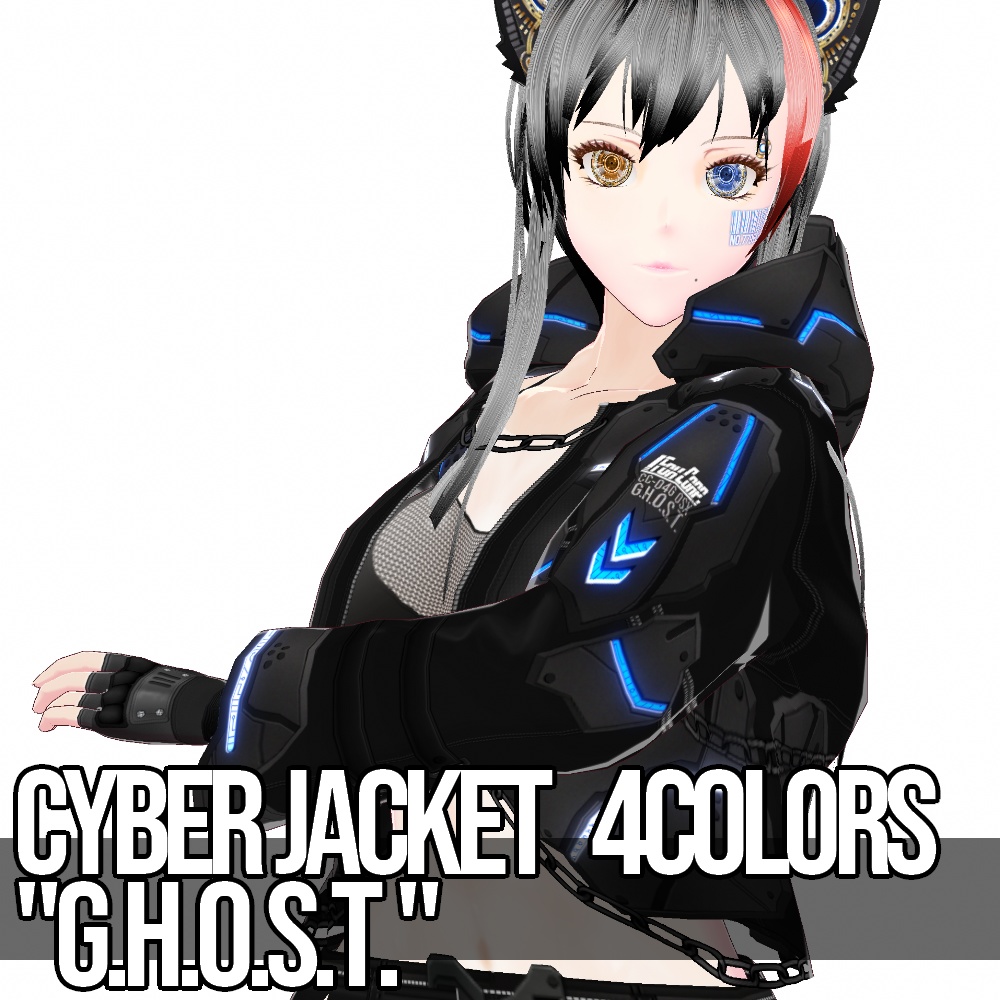VRoid用 4色展開 サイバージャケット "G.H.O.S.T." - Cyber Jacket "G.H.O.S.T." 4Colors