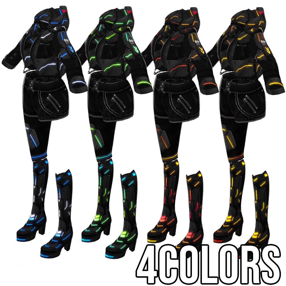 VRoid用 4色展開 サイバージャケット "G.H.O.S.T." - Cyber Jacket "G.H.O.S.T." 4Colors