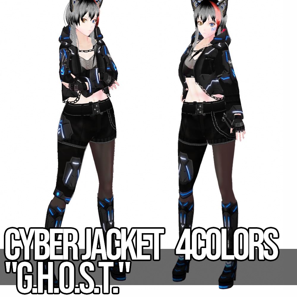 VRoid用 4色展開 サイバージャケット "G.H.O.S.T." - Cyber Jacket "G.H.O.S.T." 4Colors