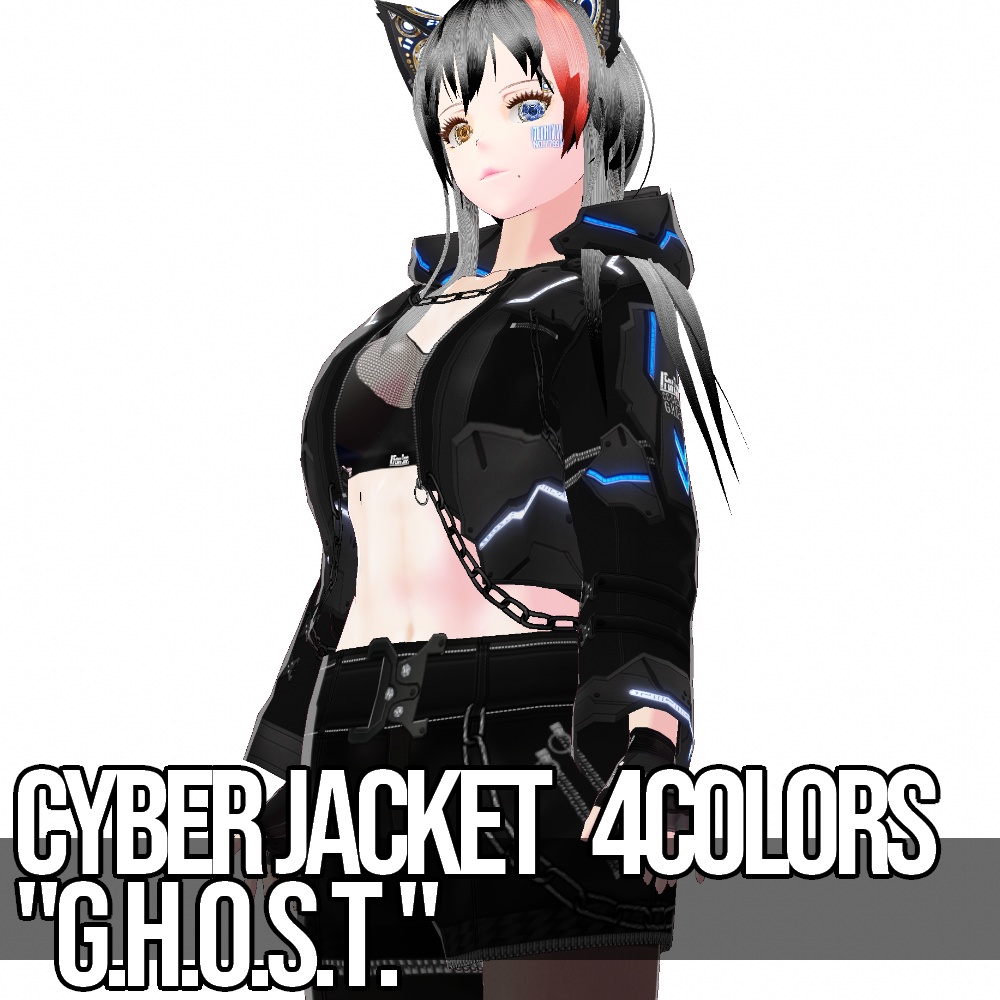 VRoid用 4色展開 サイバージャケット "G.H.O.S.T." - Cyber Jacket "G.H.O.S.T." 4Colors