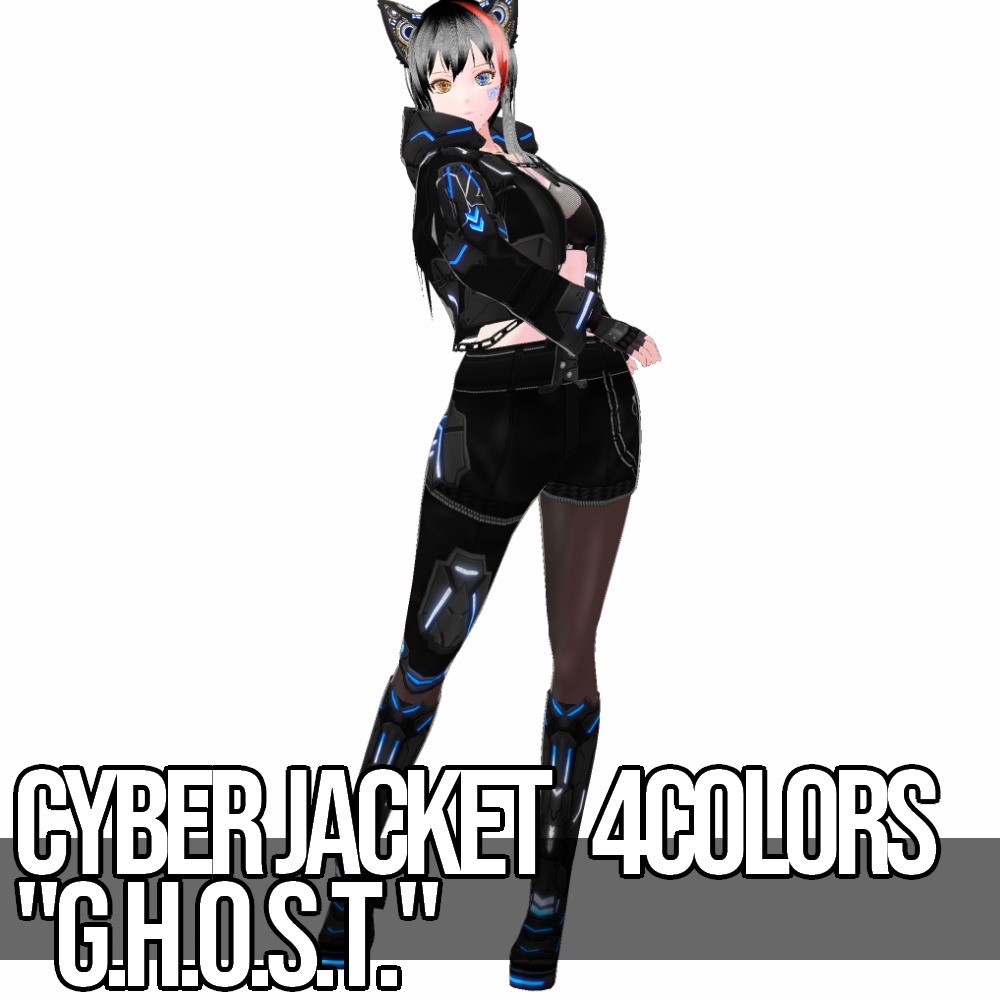 VRoid用 4色展開 サイバージャケット "G.H.O.S.T." - Cyber Jacket "G.H.O.S.T." 4Colors