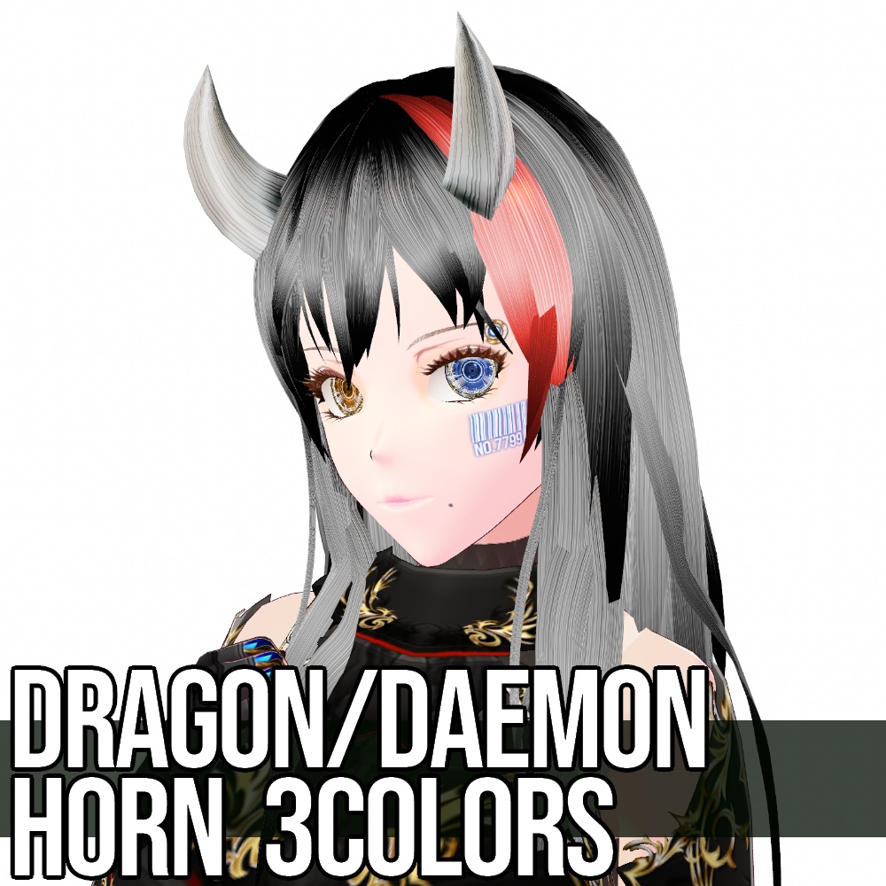 VRoid用 3色x3種 "竜・鬼・悪魔の角" - Dragon/Daemon Horn 3Colors