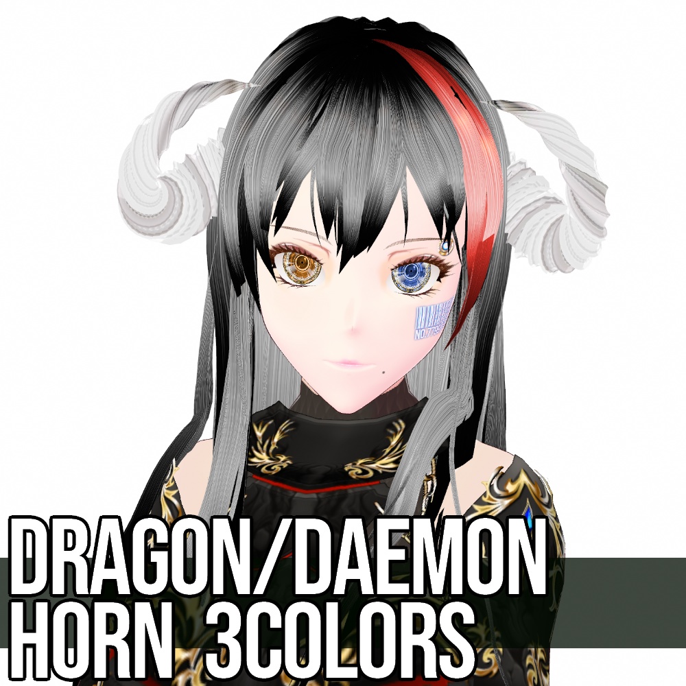 VRoid用 3色x3種 "竜・鬼・悪魔の角" - Dragon/Daemon Horn 3Colors