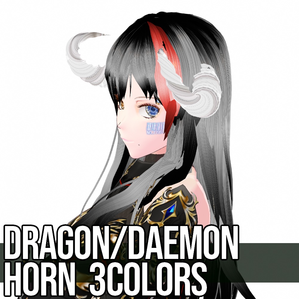 VRoid用 3色x3種 "竜・鬼・悪魔の角" - Dragon/Daemon Horn 3Colors