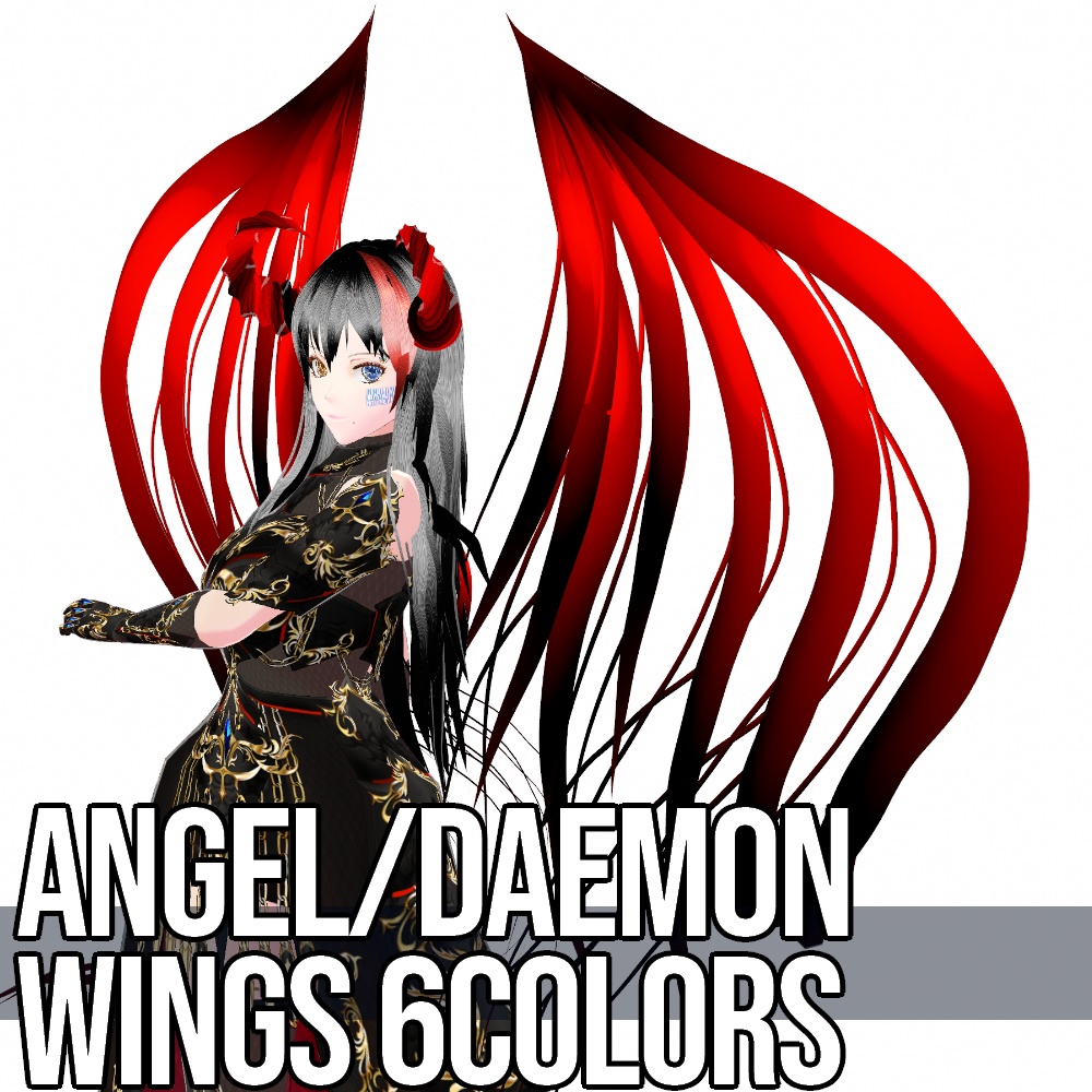 VRoid用 6色展開 無料版あり 天使・悪魔の翼 - Angel/Daemon Wings 6Colors