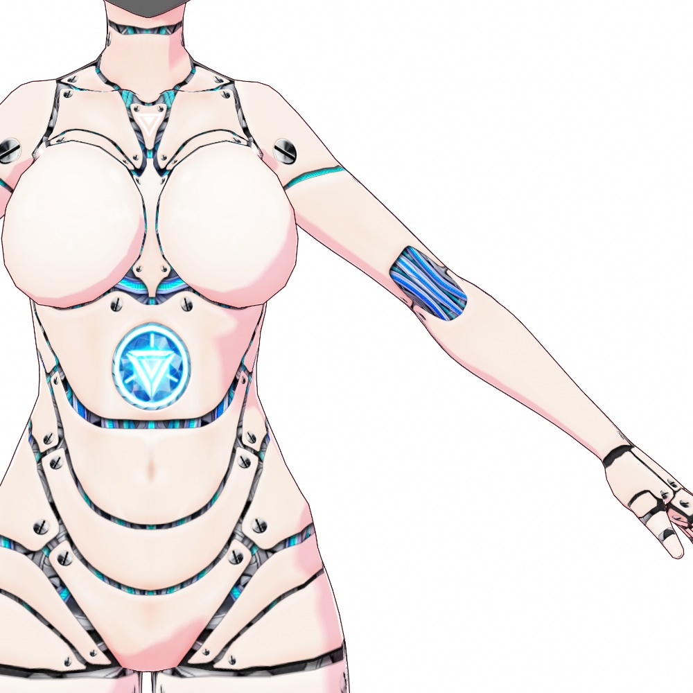VRoid用 4色展開 アンドロイド風サイバーボディスキン 肌テクスチャ 2 - Android(Gynoid) Cyber Body Skin Design2 4Colors