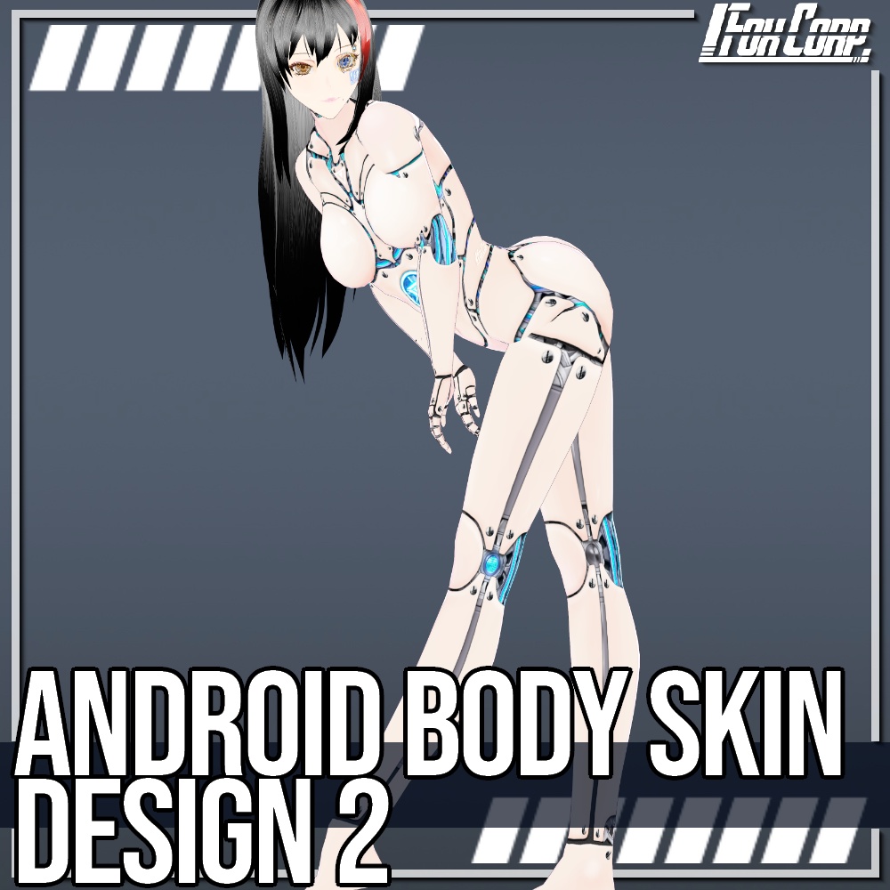 VRoid用 4色展開 アンドロイド風サイバーボディスキン 肌テクスチャ 2 - Android(Gynoid) Cyber Body Skin Design2 4Colors