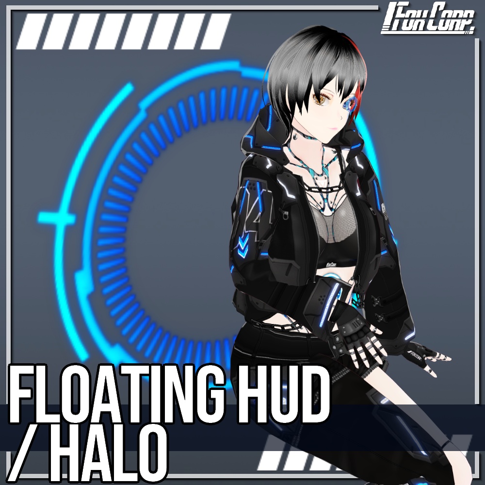 VRoid用 3色展開 サイバーフローティングHUD/ヘイロー - Cyber Floating HUD/Halo 3Colors
